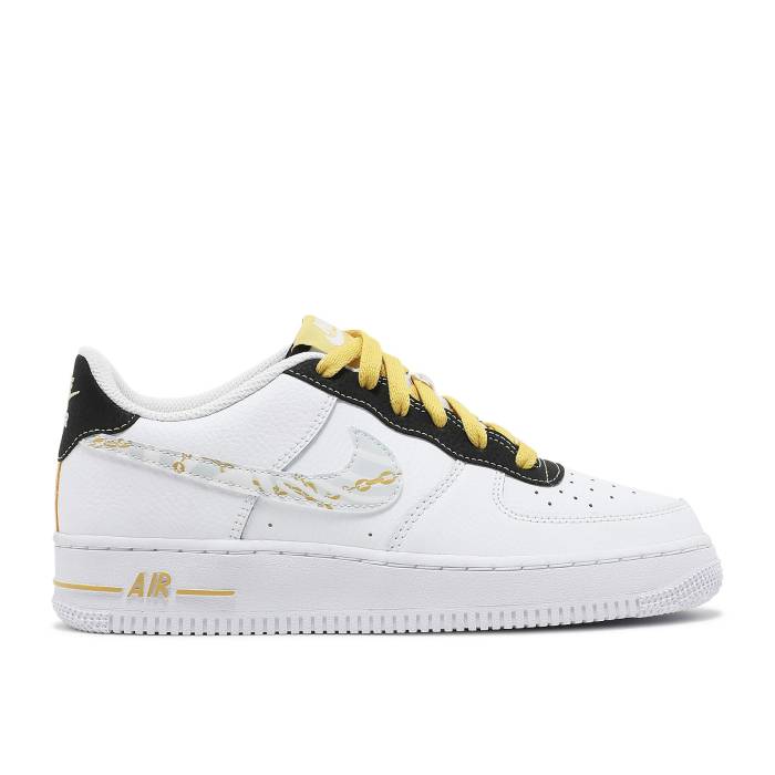 ナイキ Nike 【 Air Force 1 \u002707 Lv8 ガウス \u0027Gold Links Zebra Print\u0027 Youth White/Saturn Gold/Black/Photon Dust 】 御坊っちゃん キッズ 白いこと 白いこと ゴールド 黒いこと 黒いこと