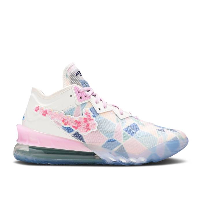 ナイキ Nike 【 Atmos X Lebron 18 Low Ep 'Sakura' Men Pale Ivory/Light Arctic Pink/Leche Blue 】 Lebron レブロン メンズ アイボリー pink ピンク 青色 ブルー|スニケス