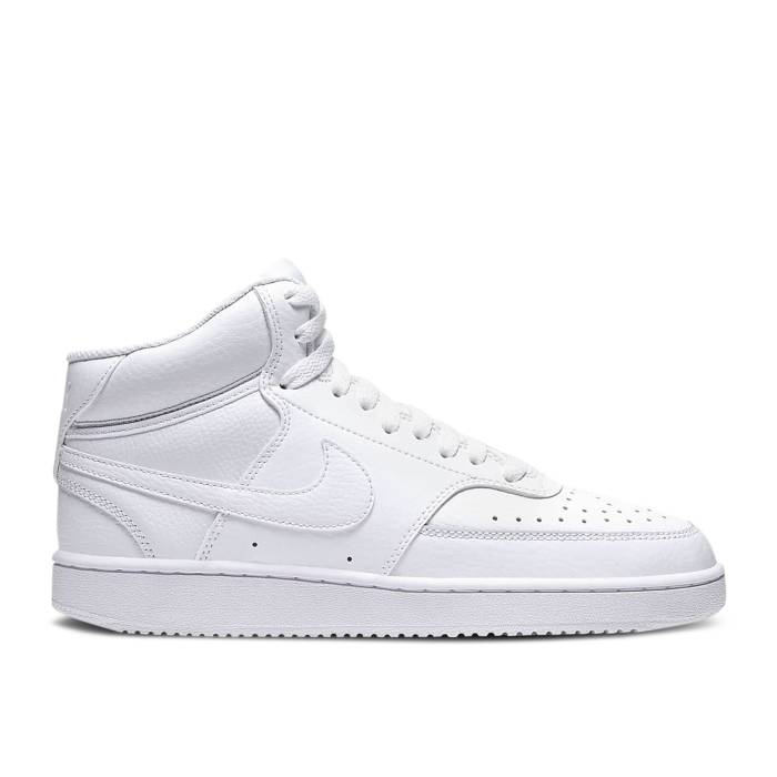 ナイキ Nike 【 Wmns Court Vision Mid \u0027Triple White\u0027 Women White/White/White 】 厚地の外套 ミッド レディース 白いこと 白いこと