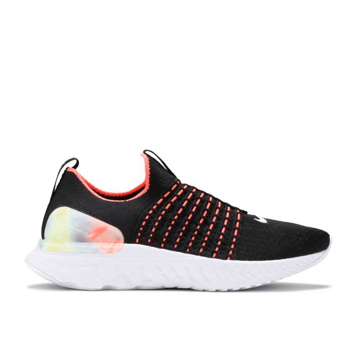 ナイキ Nike 【 Wmns React Phantom Run Flyknit 2 \u0027Black Bright Mango\u0027 Women Black/Bright Mango/Smoke Grey/Multi-Color 】 リアクト 幽客 飛球編み物 レディース 黒いこと 黒いこと 薄墨色 薄墨色