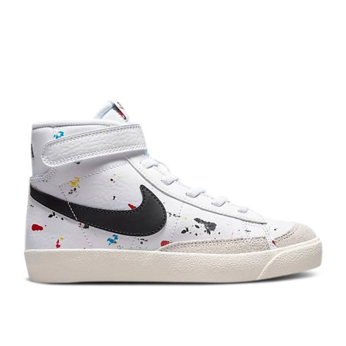ナイキ Nike 【 Blazer Mid \u002777 Ps \u0027Paint Splatter\u0027 Youth White/White/Sail/Black 】 ブレイザー ミッド 御坊っちゃん キッズ 白いこと 白いこと 黒いこと 黒いこと