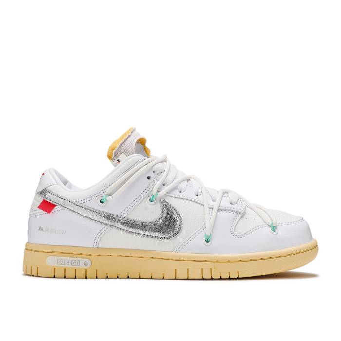 ナイキ Nike 【 Off-White X Dunk Low Lot 01 Of 50 Men White/Metallic Silver/Butter 】 オフホワイト ダンク メンズ 白色 ホワイト Silver 銀色・シルバー