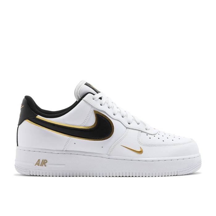 ナイキ Nike 【 Air Force 1 '07 Lv8 'Metallic Swoosh Pack - White Metallic Gold' Men White/Black/Metallic Gold 】 Swoosh スウッシュ・スウォッシュ 白色 ホワイト メンズ 白色 ホワイト 黒色 ブラック ゴールド|スニケス