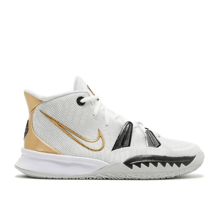 ナイキ Nike 【 Kyrie 7 Gs 'Rings' Youth White/Black/Grey Fog/Metallic Gold 】 Kyrie カイリー ジュニア キッズ 白色 ホワイト 黒色 ブラック 灰色 グレー ゴールド|スニケス