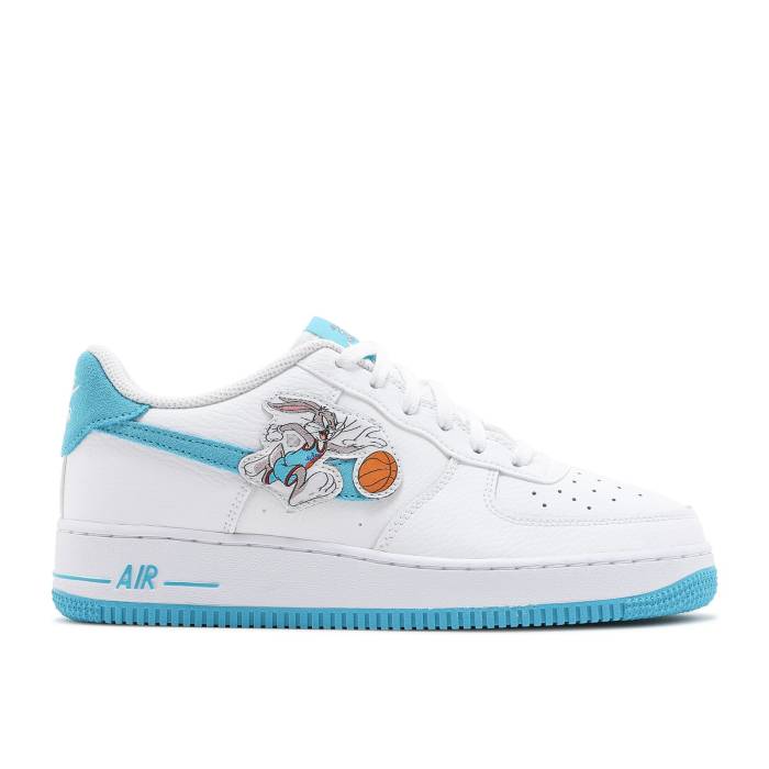 ナイキ Nike 【 Space Jam X Air Force 1 '07 Gs 'Hare' Youth White/White/Light Blue Fury 】 ジャム ジュニア キッズ 白色 ホワイト 青色 ブルー|スニケス