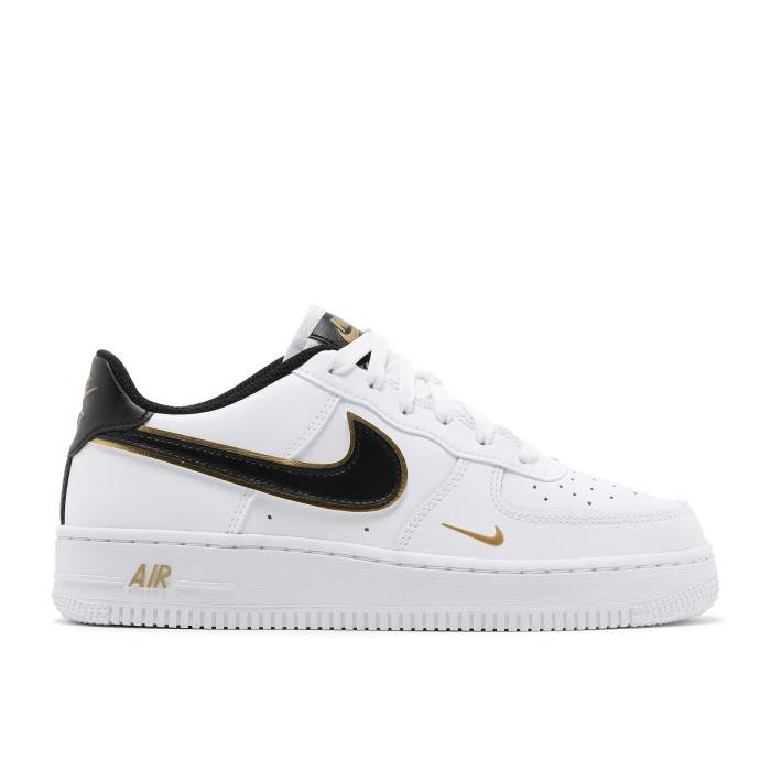 ナイキ Nike 【 Air Force 1 Lv8 Gs 'White Metallic Gold' Youth White/Black/Metallic Gold 】 ジュニア キッズ 白色 ホワイト 黒色 ブラック ゴールド|スニケス