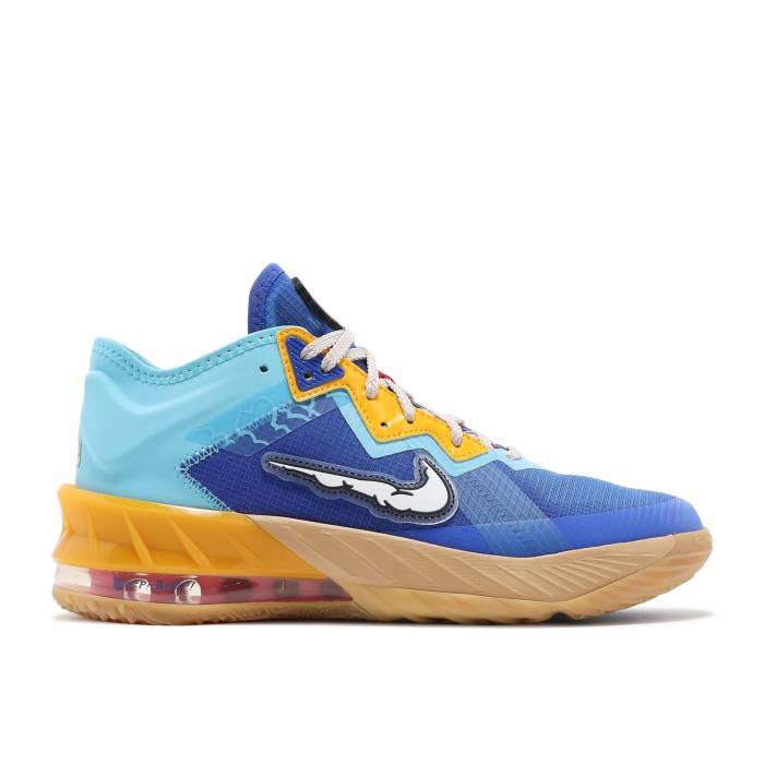 ナイキ Nike 【 Space Jam X Lebron 18 Low Gs 'Wile E. X Roadrunner' Youth Racer Blue/Baltic Blue/University Gold/White 】 ジャム Lebron レブロン ジュニア キッズ 青色 ブルー ゴールド 白色 ホワイト|スニケス