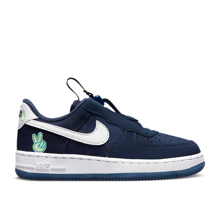 ナイキ Nike 【 Force 1 Toggle Se Ps 'Peace' Youth Midnight Navy/Lime Glow/White 】 ジュニア キッズ 紺色 ネイビー ライム 白色 ホワイト|スニケス