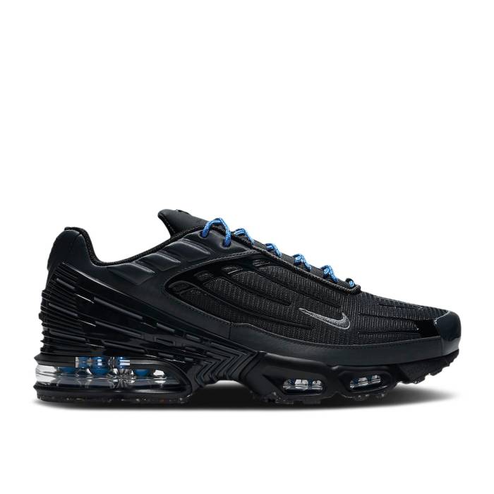 ナイキ Nike 【 Air Max Plus 3 \u0027Black Light Photo Blue\u0027 Men Iron Grey/Black/Light Photo Blue/Metallic Silver 】 マックス メンズ 薄墨色 薄墨色 黒いこと 黒いこと 青味 青み Silver しろがね色・しろがね色