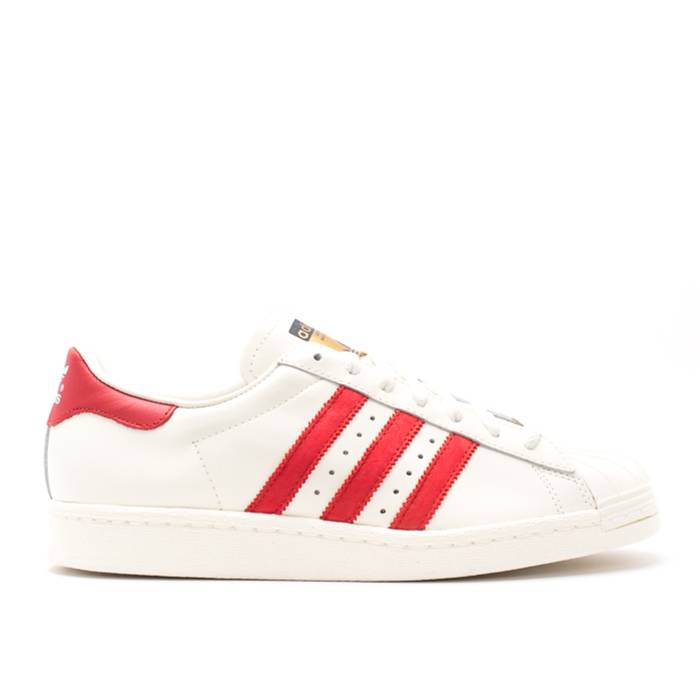 アディダス Adidas 【 Superstar 80S Vintage Deluxe Shoes Men Vintage White / Scarlet / Off White 】 Superstar スーパースター vintage ビンテージ・ヴィンテージ デラックス シューズ 運動靴 メンズ vintage ビンテージ|スニケス