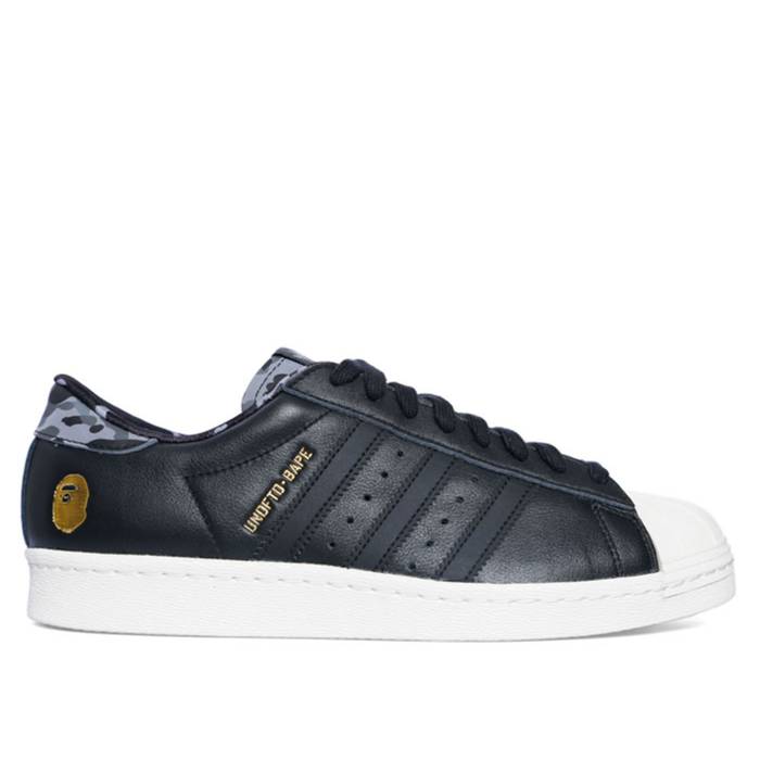 アディダス Adidas 【 Undefeated X A Bathing Ape X Superstars 80V \u0027Black\u0027 Men Core Black/Core Black/Chalk White 】 アンディフィーテッド メンズ 中核グループ 黒いこと 黒いこと 白いこと 白いこと