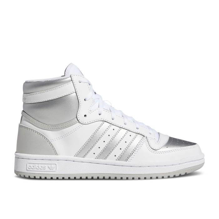 アディダス Adidas 【 Wmns Top Ten Hi \u0027Silver Toe\u0027 Women Cloud White/Silver Metallic/Grey Two 】 レディース 白いこと 白いこと Silver しろがね色・しろがね色 薄墨色 薄墨色