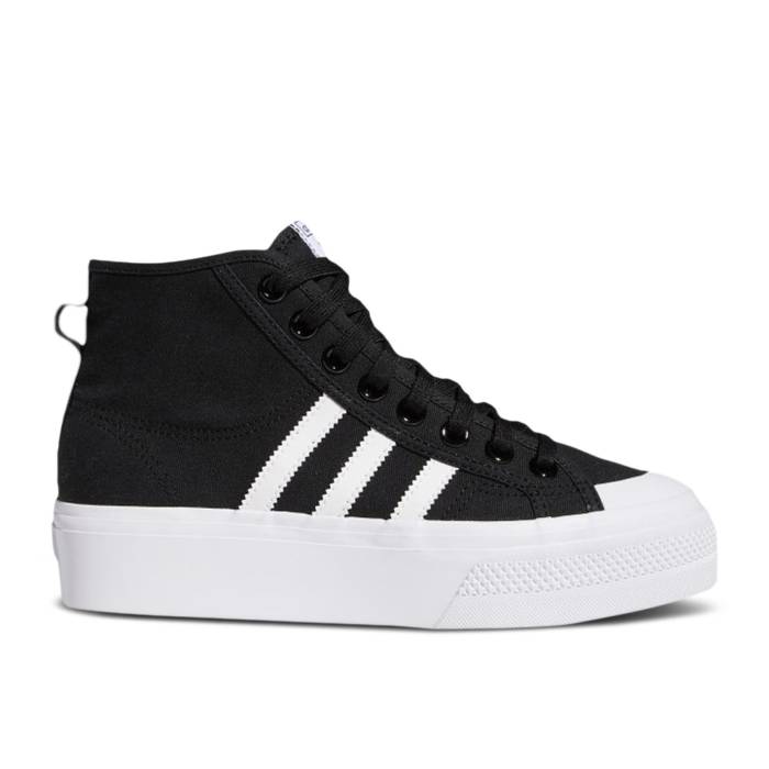 アディダス Adidas 【 Wmns Nizza Platform Mid \u0027Core Black White\u0027 Women Core Black/Cloud White/Cloud White 】 ミッド 黒いこと 黒いこと レディース 中核グループ 黒いこと 黒いこと 白いこと 白いこと