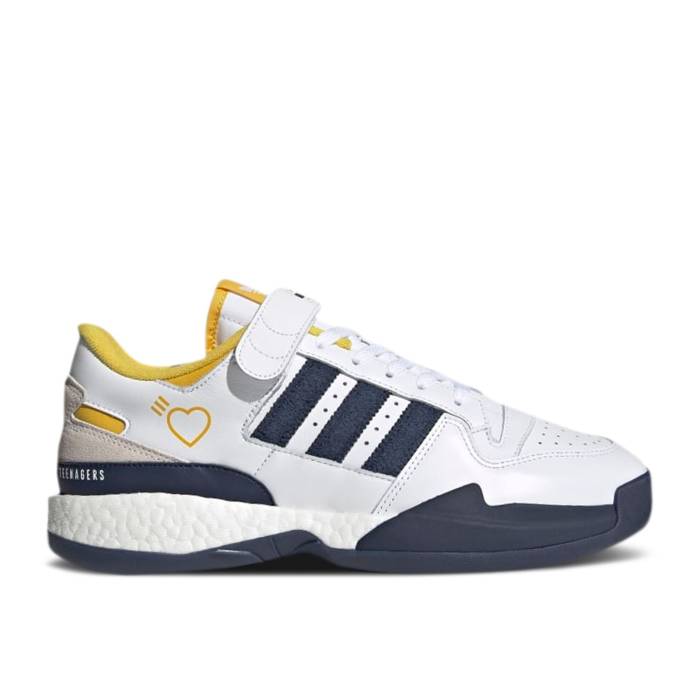 アディダス Adidas 【 Human Made X Forum Low 'Hazy Yellow Navy' Men Cloud White/Hazy Yellow/Collegiate Navy 】 フォーラム yellow 黄色・イエロー メンズ 白色 ホワイト yellow 黄色・イエロー 紺色 ネイビー
