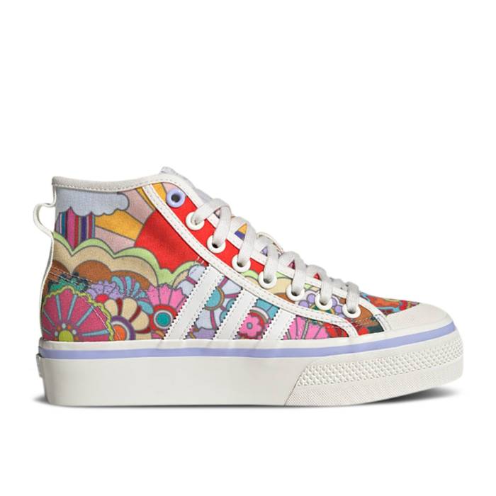 アディダス Adidas 【 Wmns Nizza Platform Mid \u0027Floral\u0027 Women Off White/Cloud White/Violet Tone 】 ミッド レディース 白いこと 白いこと 紫・相撲取り草
