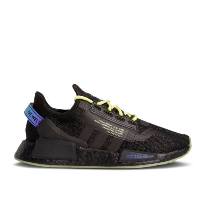 アディダス Adidas 【 Nmd_R1 V2 J 'Black Sonic Ink' Youth Core Black/Pulse Yellow/Sonic Ink 】 ジュニア キッズ コア 黒色 ブラック yellow 黄色・イエロー｜スニケス