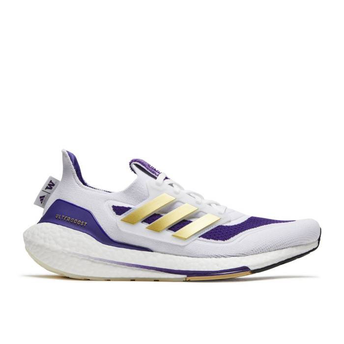 アディダス Adidas 【 Ultraboost 21 \u0027Ncaa Pack - Washington\u0027 Men Cloud White/Gold Metallic/Team Collegiate Purple 】 メンズ 白いこと 白いこと ゴールド Team 野球クラブ Purple 紫・パープル