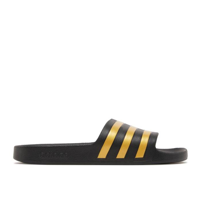 アディダス Adidas 【 Adilette Aqua Slides \u0027Black Gold Metallic\u0027 Men Core Black/Gold Metallic/Core Black 】 アディレッタ アクア ゴールド メンズ 中核グループ 黒いこと 黒いこと ゴールド