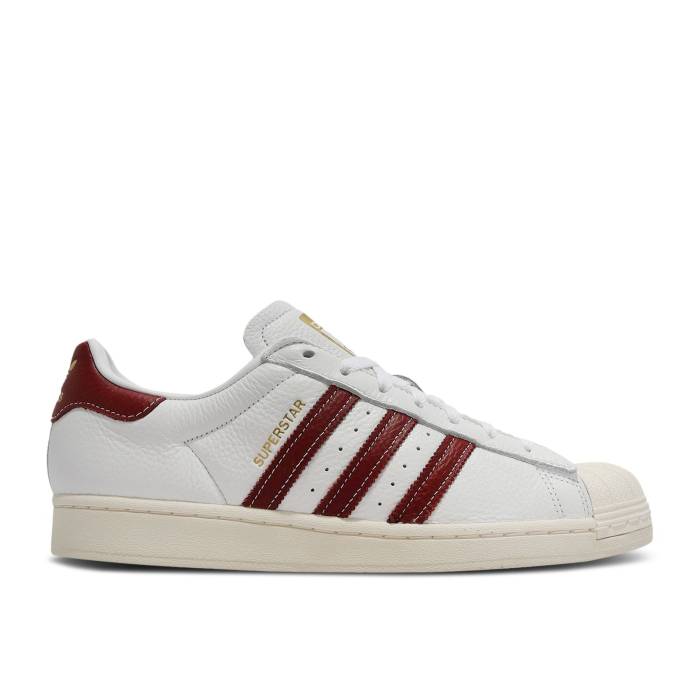アディダス Adidas 【 Superstar 'White Collegiate Burgundy' Men Cloud White/Collegiate Burgundy/Gold Foil 】 Superstar スーパースター メンズ 白色 ホワイト ワイン色・バーガンディー ゴールド