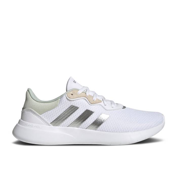 アディダス Adidas 【 Wmns Qt Racer 3.0 \u0027White Silver Metallic\u0027 Women Cloud White/Silver Metallic/Linen Green 】 Silver しろがね色・しろがね色 レディース 白いこと 白いこと Silver しろがね色・しろがね色 green 緑・緑であること