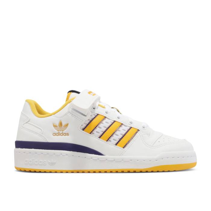 アディダス Adidas 【 Forum Low \u0027Lakers\u0027 Men Footwear White/Bright Gold/Team College Purple 】 討論会 メンズ 白いこと 白いこと ゴールド Team 野球クラブ 分科大学 Purple 紫・パープル