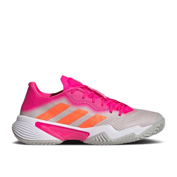 アディダス Adidas 【 Wmns Barricade \u0027Grey Team Shock Pink\u0027 Women Grey Two/Solar Orange/Team Shock Pink 】 防柵 Team 野球クラブ ぼうぜん自失 レディース 薄墨色 薄墨色 orange 橙・オレンジ色 Team 野球クラブ ぼうぜん自失 pink ピン