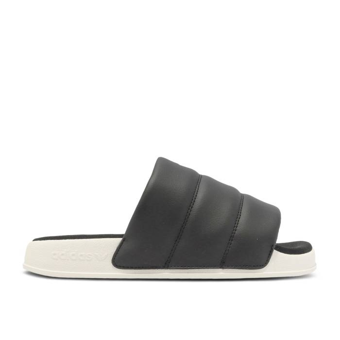 アディダス Adidas 【 Wmns Adilette Essential Slide 'Black Off White' Women Core Black/Off White/Gold Metallic 】 アディレッタ Slide サンダル レディース コア 黒色 ブラック 白色 ホワイト ゴールド