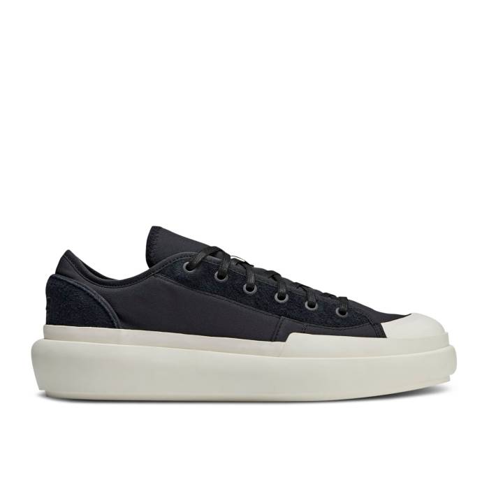 アディダス Adidas 【 Y-3 Ajatu Court Low \u0027Black Off White\u0027 Men Black/Black/Off White 】 厚地の外套 メンズ 黒いこと 黒いこと 白いこと 白いこと