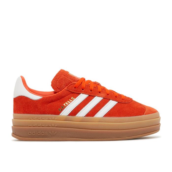 アディダス Adidas 【 Wmns Gazelle Bold \u0027Collegiate Orange Gum\u0027 Women Collegiate Orange/Cloud White/Gold Metallic 】 ガゼル orange 橙・オレンジ色 レディース orange 橙・オレンジ色 白いこと 白いこと ゴールド