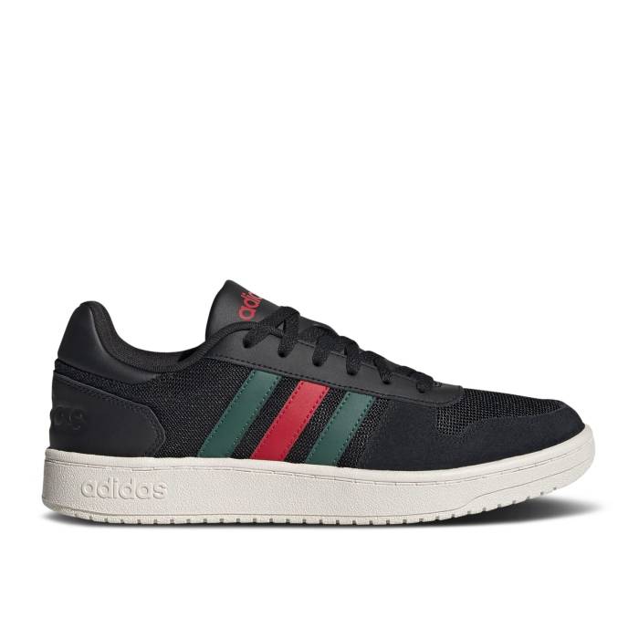 アディダス Adidas 【 Hoops 2.0 'Black Scarlet Green' Men Core Black/Scarlet/Collegiate Green 】 メンズ コア 黒色 ブラック green 緑・グリーン｜スニケス