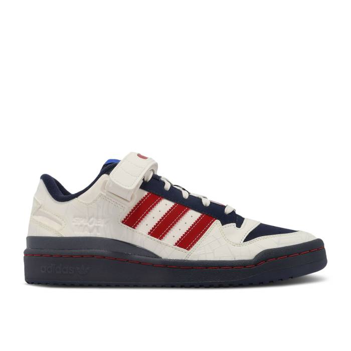 アディダス Adidas 【 Marvel X Forum Low \u0027Spiderman\u0027 Men Clear White/Solar Red/Core Navy 】 討論会 メンズ 白いこと 白いこと Red 赤・赤いこと 中核グループ 紺色 米国海軍