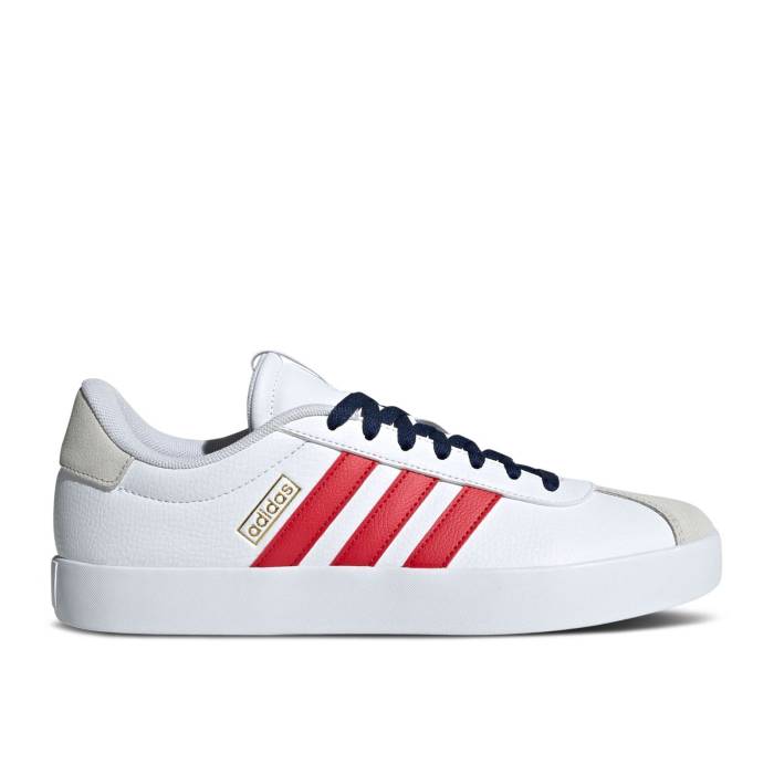 アディダス Adidas 【 Vl Court 3.0 \u0027White Scarlet Navy\u0027 Men Cloud White/Better Scarlet/Team Navy Blue 】 厚地の外套 メンズ 白いこと 白いこと Team 野球クラブ 紺色 米国海軍 青み 青色