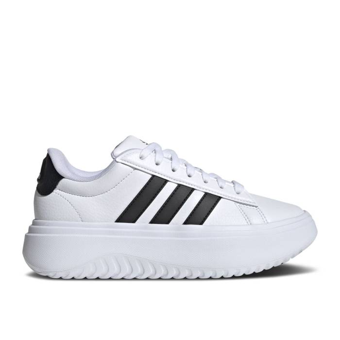 アディダス Adidas 【 Wmns Grand Court Platform \u0027White Black\u0027 Women Cloud White/Core Black/Core Black 】 地びた 厚地の外套 レディース 白いこと 白いこと 中核グループ 黒いこと 黒いこと