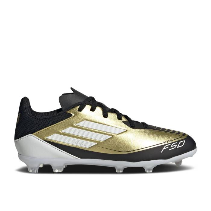 アディダス Adidas 【 Messi Adizero F50 League Fg Mg K 'Triunfo Dorado' Youth Gold Metallic/Cloud White/Core Black 】 アディゼロ ジュニア キッズ ゴールド 白色 ホワイト コア 黒色 ブラック