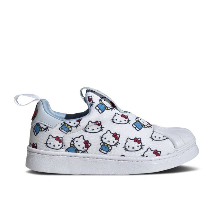アディダス Adidas 【 Hello Kitty X Superstar 360 C \u0027White Allover Print\u0027 Youth Cloud White/Halo Blue/Glow Blue 】 Superstar はやりっ子 御坊っちゃん キッズ 白いこと 白いこと 青味 青み