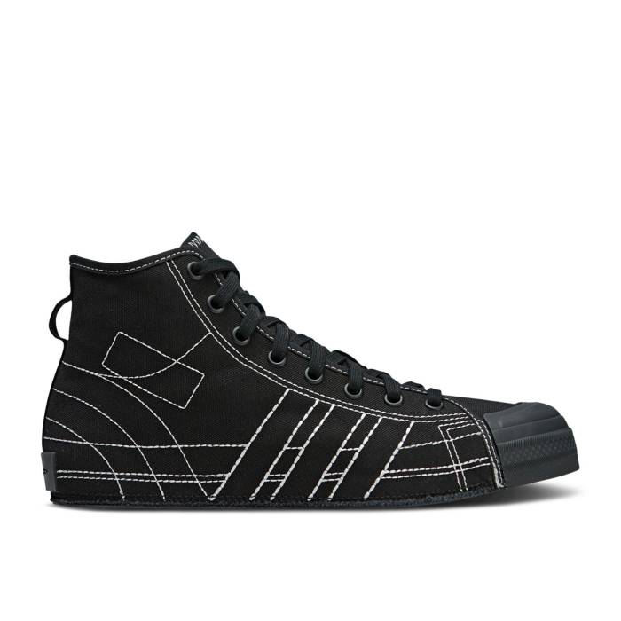 アディダス Adidas 【 Y-3 Nizza High \u0027Black Contrast Stitch\u0027 Men Black/Black/Off White 】 御機嫌 メンズ 黒いこと 黒いこと 白いこと 白いこと