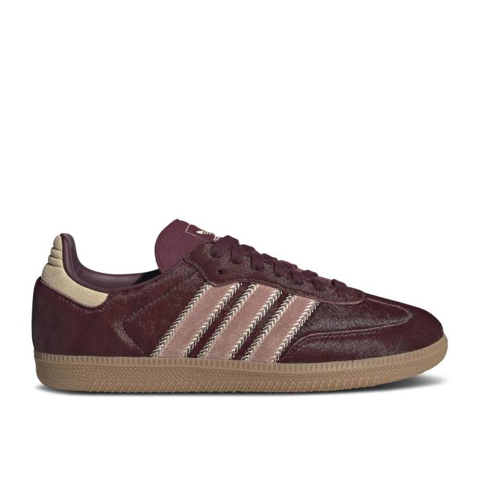 アディダス Adidas 【 Wmns Samba Og \u0027Pony Hair Pack - Maroon\u0027 Women Sand Strata/Maroon/Warm Clay 】 サンバ レディース 砂色・砂子 マルーン ウォーム