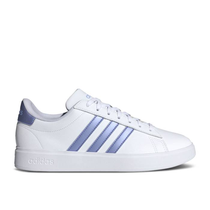 アディダス Adidas 【 Wmns Grand Court 2.0 \u0027White Blue Spark Metallic\u0027 Women Cloud White/Blue Spark Metallic/Blue Spark 】 地びた 厚地の外套 青味 青み レディース 白いこと 白いこと 青味 青み