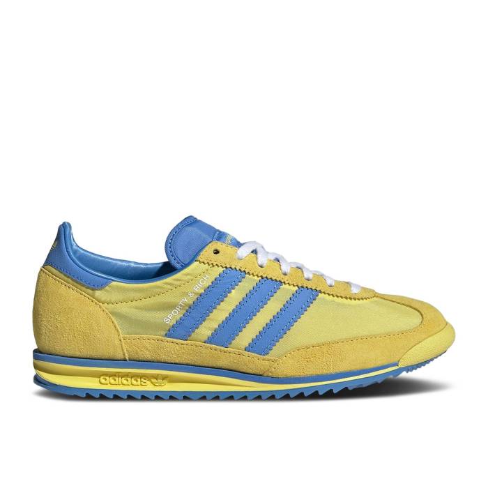 アディダス Adidas 【 Sporty \u0026 Rich X Wmns Sl72 Og \u0027Light Yellow\u0027 Women Light Yellow/Real Blue/Cloud White 】 レディース yellow 黄味がかった・黄色 レアル 青味 青み 白いこと 白いこと