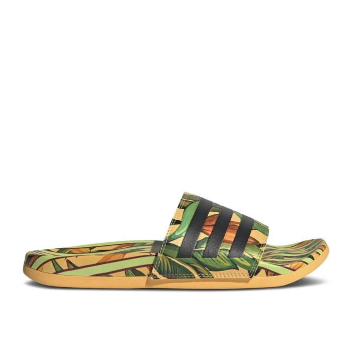 アディダス Adidas 【 Wmns Adilette Comfort Sandal 'Semi Spark Tropical Print' Women Semi Spark/Core Black/Semi Spark 】 アディレッタ レディース コア 黒色 ブラック