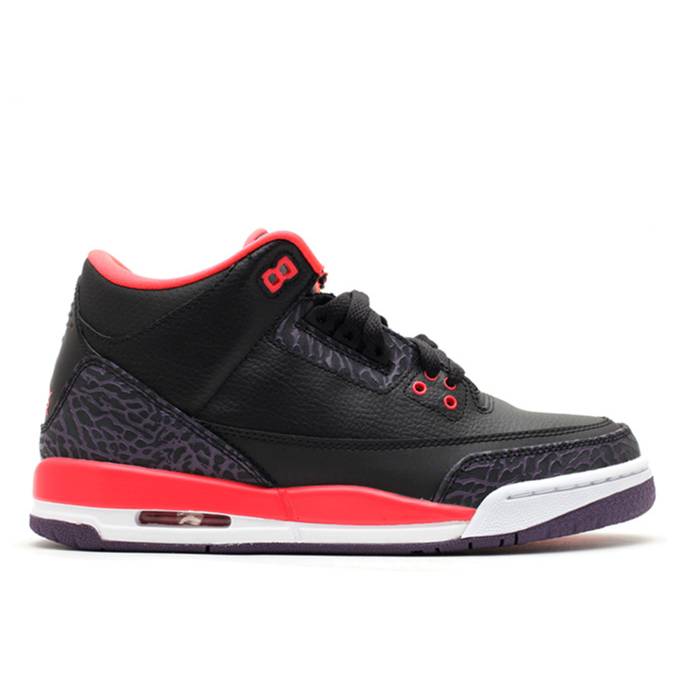 ナイキ エアジョーダン Air Jordan 【 Jordan 3 Retro Gs Crimson Youth Black/Bright Crimson-Canyon Purple 】 レトロ ジュニア キッズ 黒色 ブラック Purple 紫・パープル