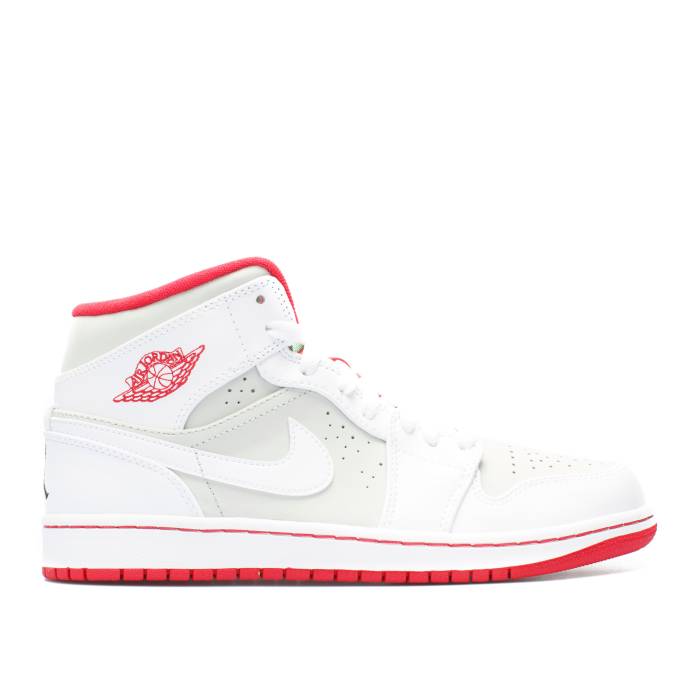 ナイキ エアジョーダン Air Jordan 【 Jordan 1 Mid \u0027Hare\u0027 2015 Men White/True Red-Light Silver-Black 】 ミッド メンズ 白いこと 白いこと
