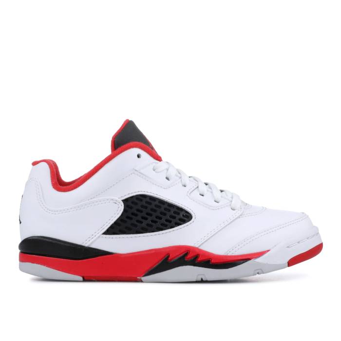 ナイキ エアジョーダン Air Jordan 【 Jordan 5 Retro Low Ps Fire Red Youth White/Fire Red-Black 】 レトロ ジュニア キッズ 白色 ホワイト ファイア