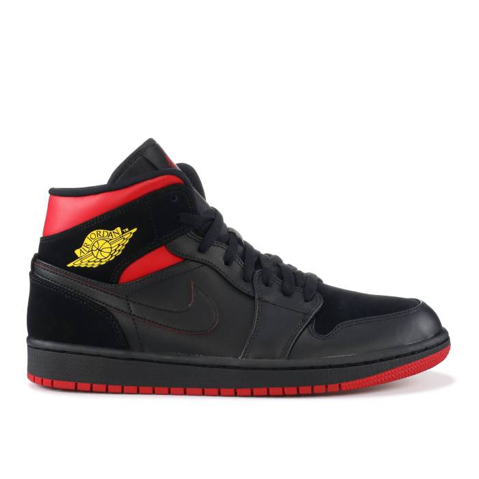 ナイキ エアジョーダン Air Jordan 【 Jordan 1 Retro Mid \u0027Last Shot\u0027 Men Black/Red-Yellow 】 レトロ ミッド メンズ 黒いこと 黒いこと