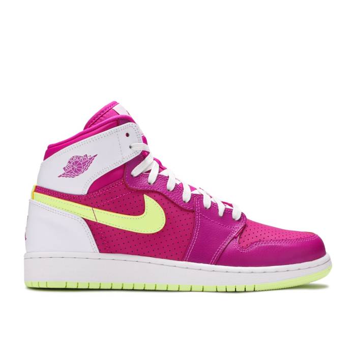 ナイキ エアジョーダン Air Jordan 【 Jordan 1 Retro High Gg 'Fuchsia Flash' Youth Fuchsia Flash/Liquid Lime-White 】 レトロ ハイ ジュニア キッズ|スニケス
