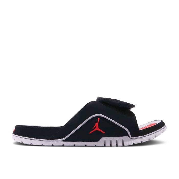 ナイキ エアジョーダン Air Jordan 【 Jordan Hydro 4 Retro Slide \u0027Fire Red\u0027 Men Black/Fire Red-Cement Grey 】 Hydro ハイドロ レトロ Slide サンダル メンズ 黒いこと 黒いこと 火の手 薄墨色 薄墨色