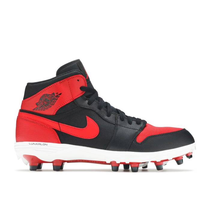 ナイキ エアジョーダン Air Jordan 【 Jordan 1 Mid Td Cleat \u0027Bred\u0027 Men Black/Varsity Red-White-Varsity Red 】 ミッド メンズ 黒いこと 黒いこと Red 赤・赤いこと