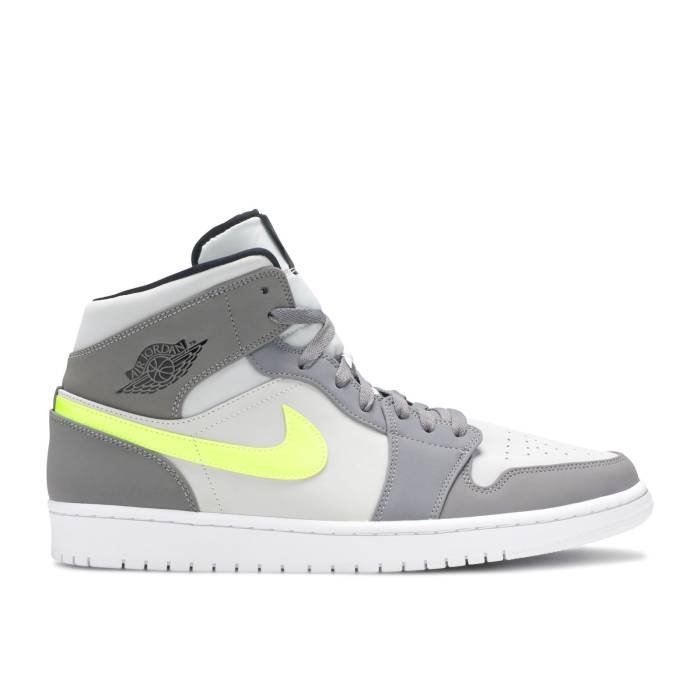 ナイキ エアジョーダン Air Jordan 【 Jordan 1 Mid \u0027Gunsmoke Volt\u0027 Men Gunsmoke/Neutral Grey/Volt/White/Black 】 ミッド メンズ 薄墨色 薄墨色 白いこと 白いこと 黒いこと 黒いこと