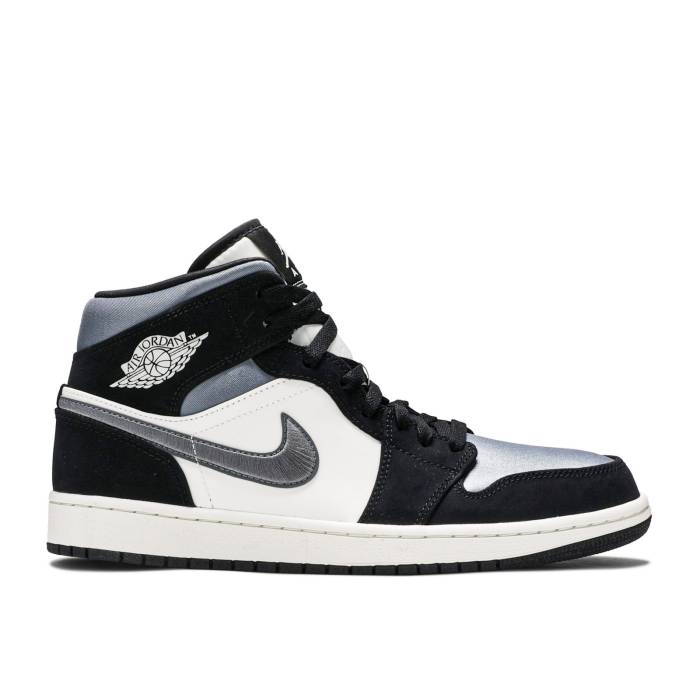 ナイキ エアジョーダン Air Jordan 【 Jordan 1 Mid Se \u0027Satin Smoke Grey\u0027 Men Black/Sail/Smoke Grey 】 ミッド メンズ 黒いこと 黒いこと 薄墨色 薄墨色