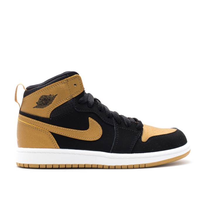 ナイキ エアジョーダン Air Jordan 【 Jordan 1 Retro High Bp \u0027Melo\u0027 Youth Black/Metallic Gold/White 】 レトロ ご機嫌 御坊っちゃん キッズ 黒いこと 黒いこと ゴールド 白いこと 白いこと